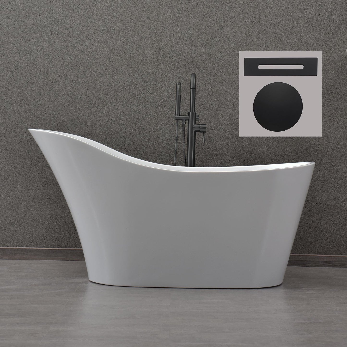 WOODBRIDGE 59" Acrylic Freestanding Bathtub Contemporary Soaking Tub