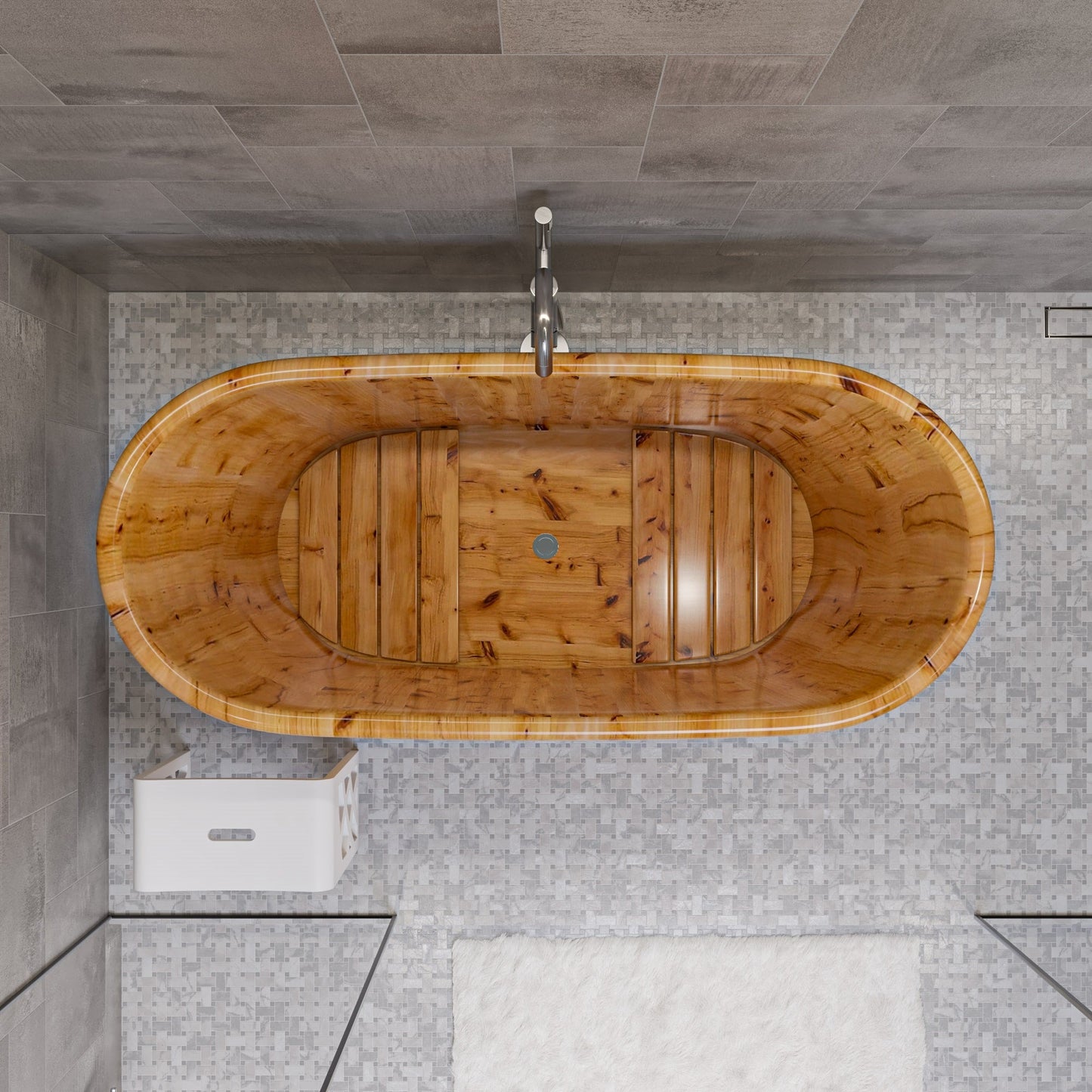 ALFI brand AB1105 63" Free Standing Cedar Wooden Bathtub