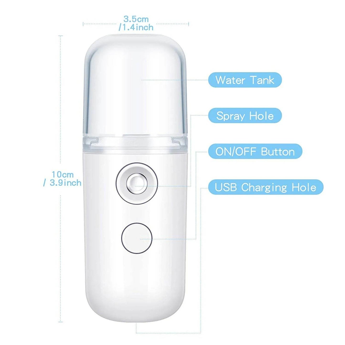 Nano Mist Facial Steamer – Portable 30ml Cool Mist Sprayer for Skin Hydration and Refreshing