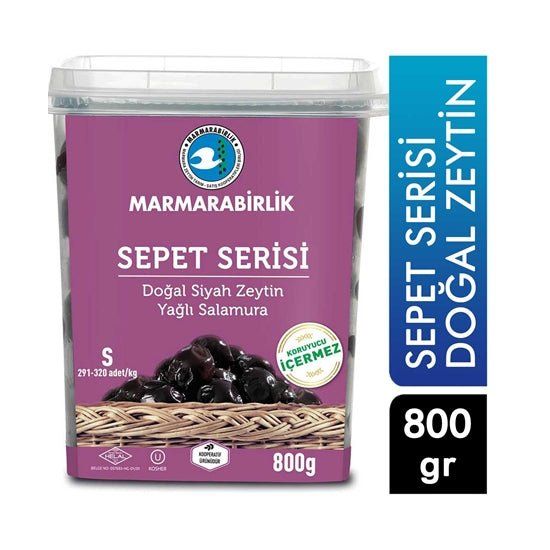 Marmara Birlik Natural Black Olives 800g - Ready to Use, Premium Quality Selection