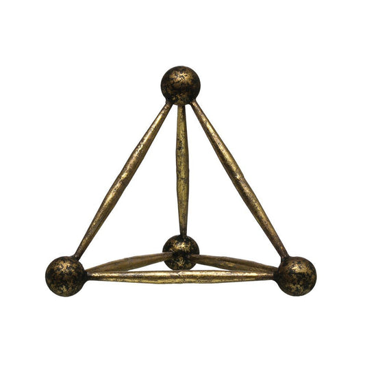 Metal Obelisk Sculpture Decor, Antique Brass