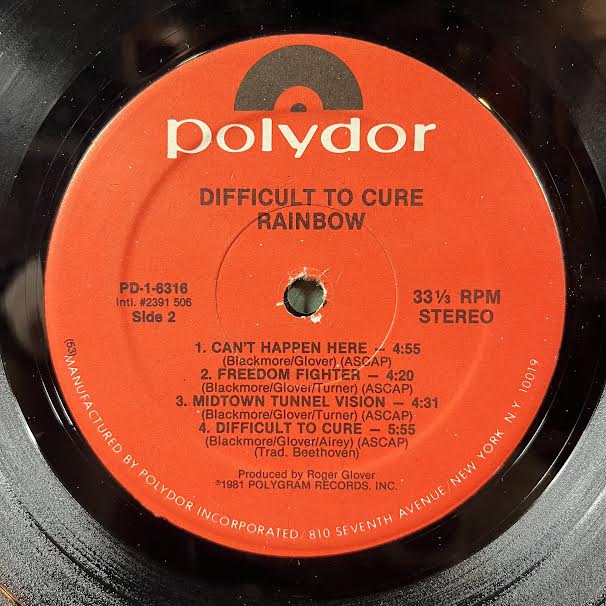 Difficult To Cure (VINYL) | Very Good Plus Plus (VG++) Excellent (EX)