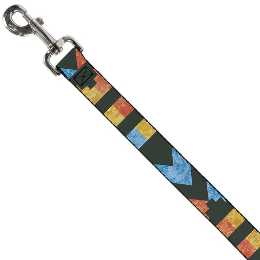 Dog Leash - Geometric8 Charcoal/Orange/Gold/Blue