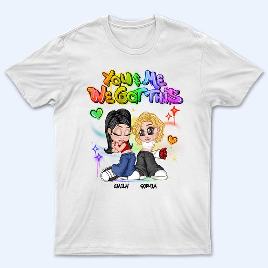 LGBT Y2K Couple Personalized Custom T Shirt - Gift For Her/Him, Husband/Wife, Couples on Anniversary, Pride Month