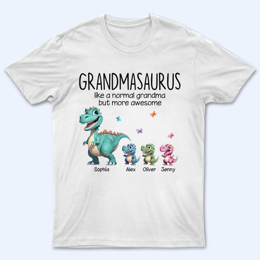 Grandmasaurus And Kids 3D Effect Dinosaurs - Personalized Custom T Shirt - Gift for Grandma, Nana, Grammy