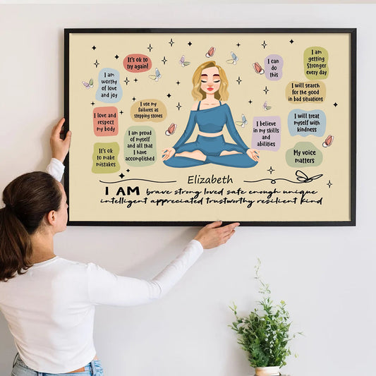 I Am Brave Strong Loved - Personalized Poster/Canvas - Gift For Women, Yoga Lovers, Mental Health Gifts