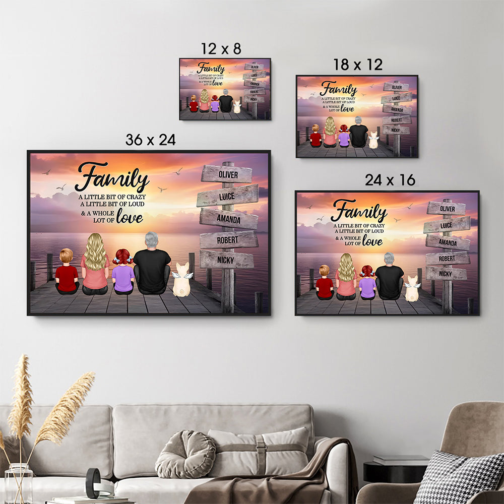 Retro Vintage Family A Little Whole Lot of Love Sign Posts - Personalized Poster/Canvas - Gift For Family Members, Mom and Dad