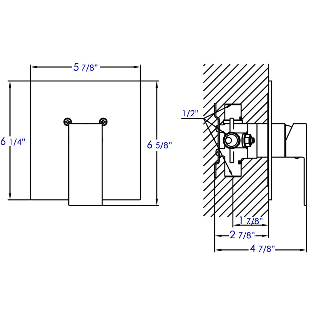ALFI brand AB5501 Shower Valve Mixer with Square Lever Handle