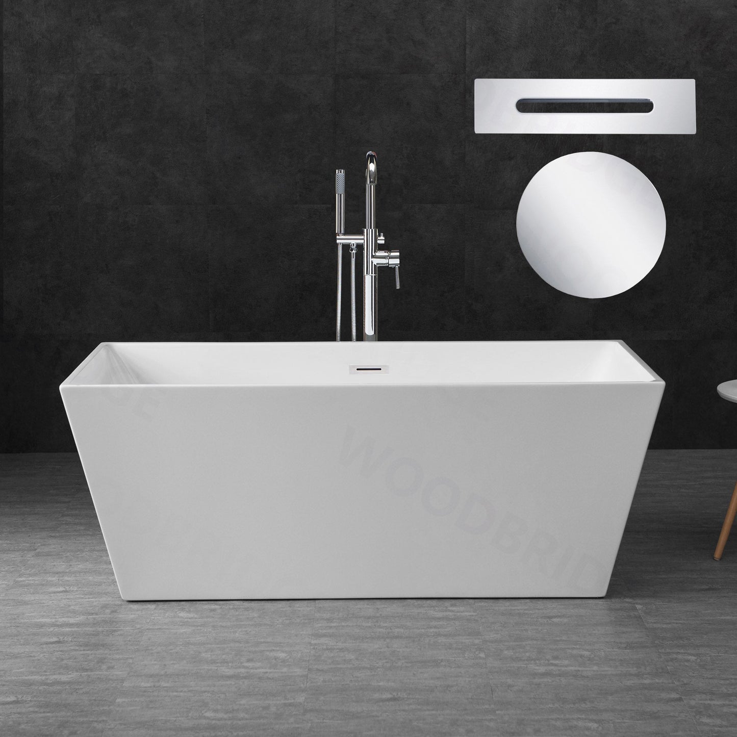 WOODBRIDGE 59" Acrylic Freestanding Bathtub Contemporary Soaking Tub