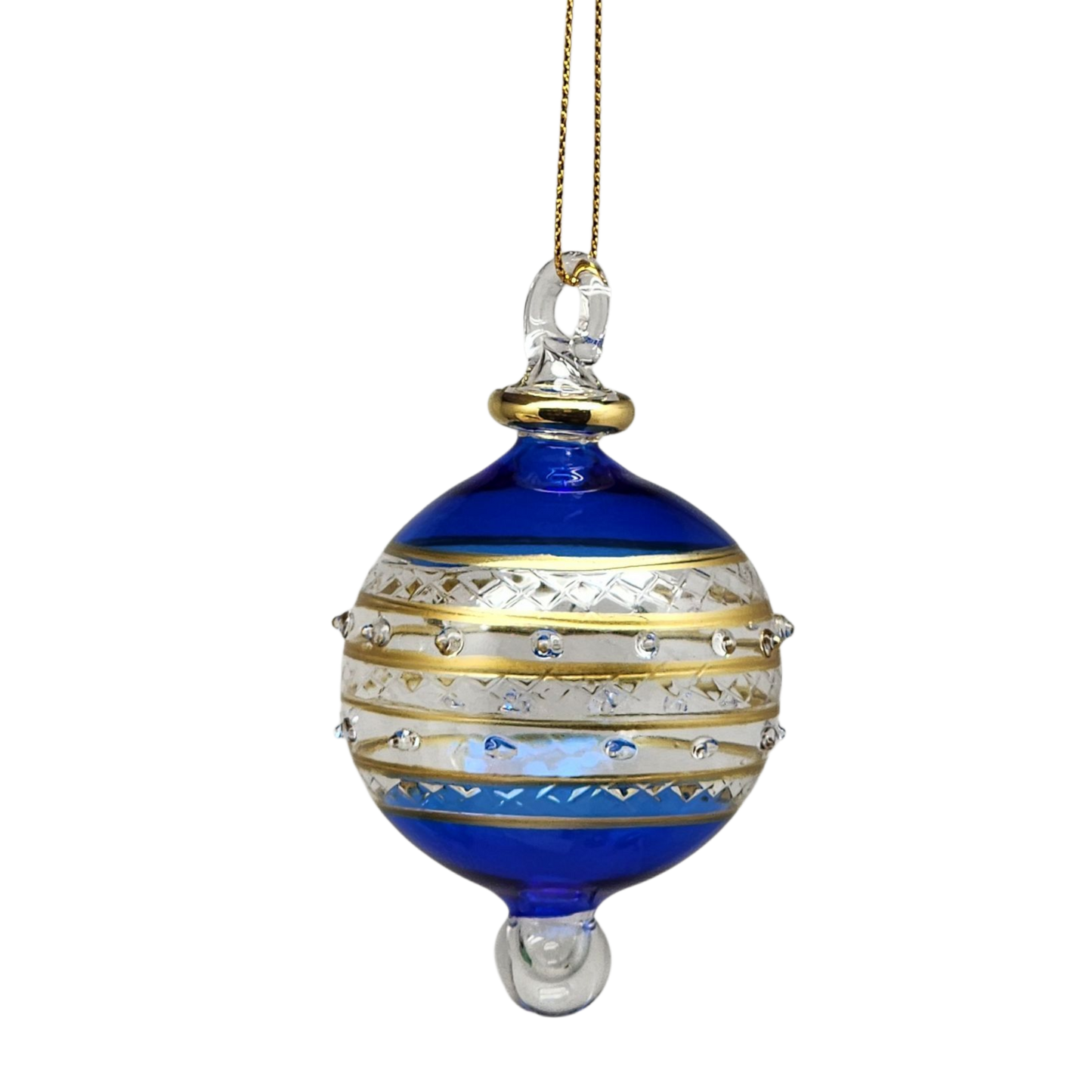 Striped Small Globe Ornament - Noble Blue