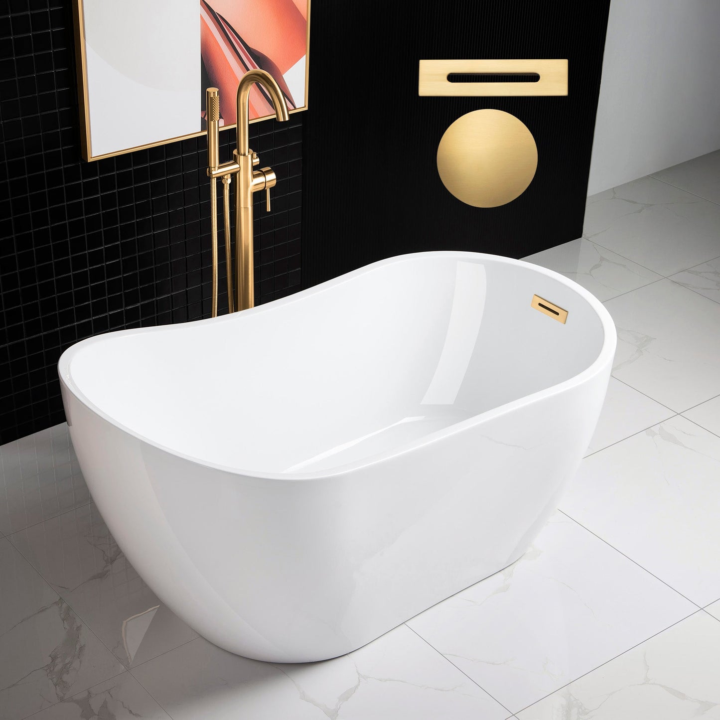 WOODBRIDGE 54" Acrylic Freestanding Bathtub Contemporary Soaking Tub