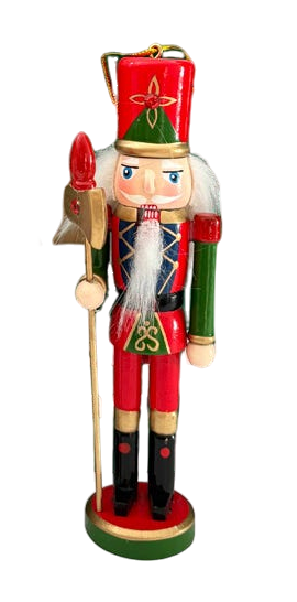 Wooden Nutcracker Ornament - Staff