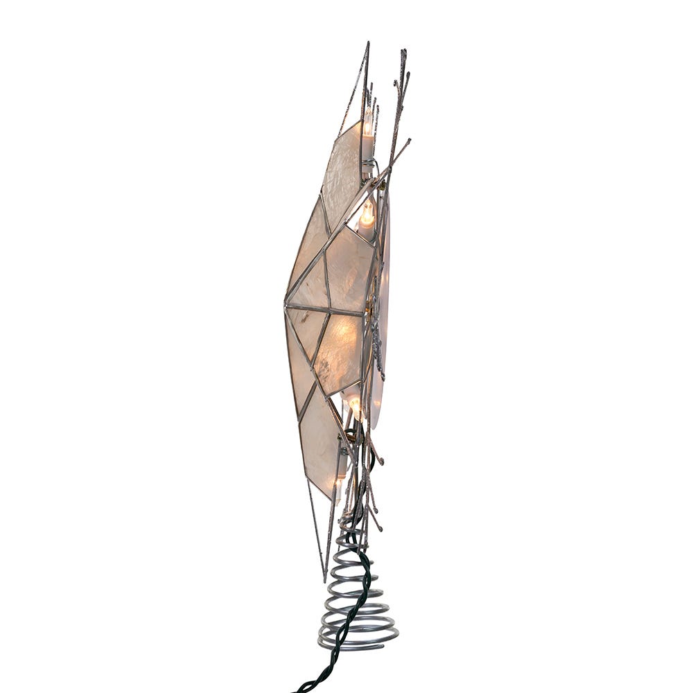 Capiz Silver Snowflake Star Treetop - 10-Light - 14 Inch
