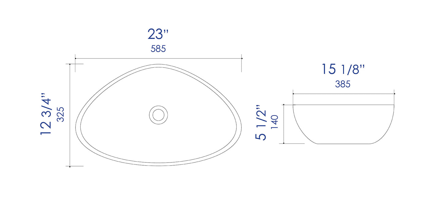 ALFI brand ABC914 White 23" Fancy Above Mount Ceramic Sink