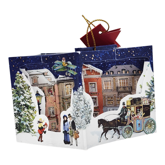 Popup Mini Book German Ornament - Frohes Weihnacht Cityscape