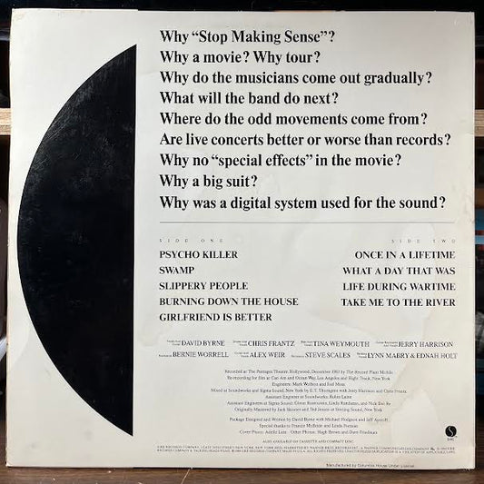 Stop Making Sense (VINYL) | Near Mint (NM or M-) Excellent+ (EX+)