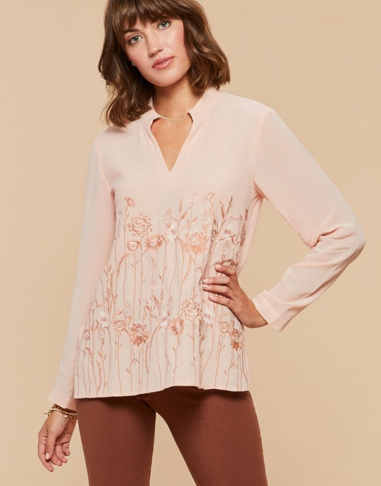 Nicolette Embroidered Tunic - Pale Blush
