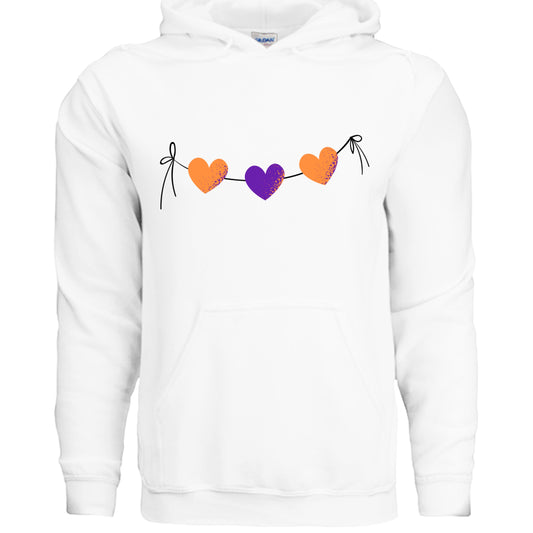 Customizable: Orange and Purple Hearts on a String Hoodie