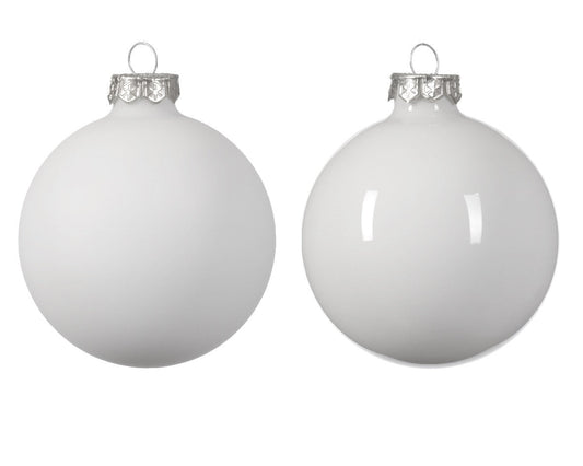 Glass 2.4" Ornaments - 10 piece Set - Winter White