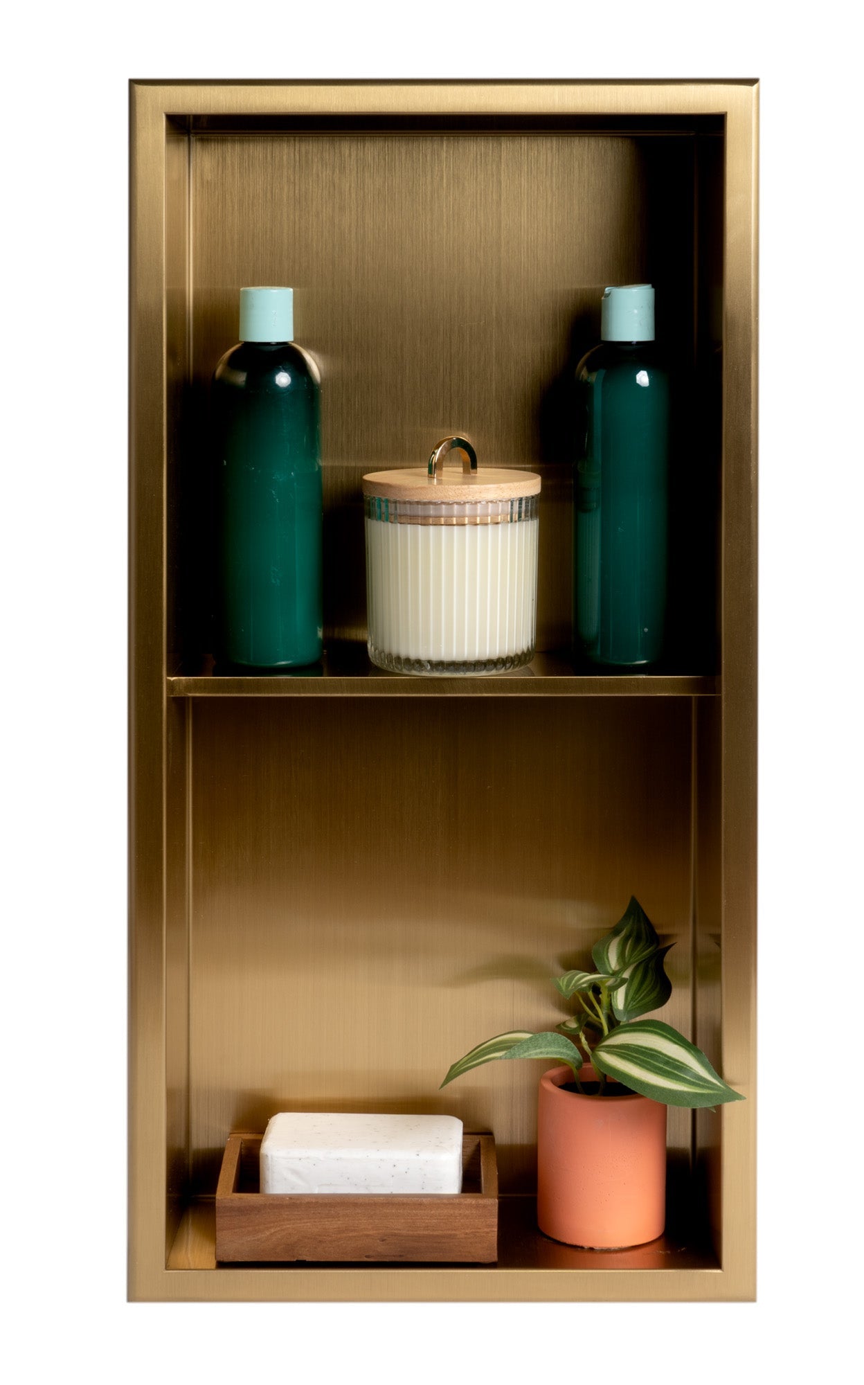 ALFI brand ABNP1224 12" x 24" Stainless Steel Vertical Double Shelf Shower Niche