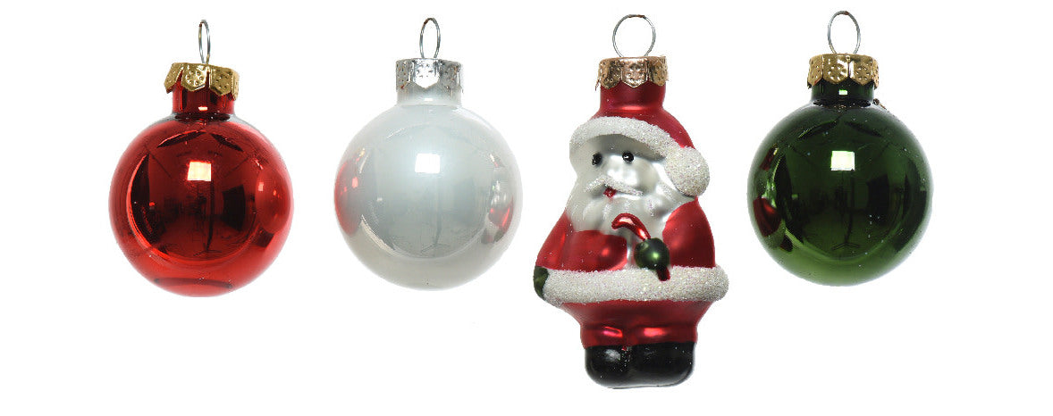 Tube of 9 Glass Ornaments - 30mm - Santa