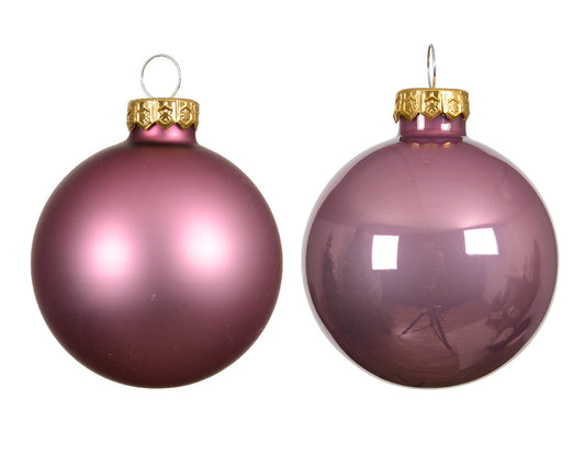 Glass 2.4" Ornaments - 10 piece Set - Vintage Pink