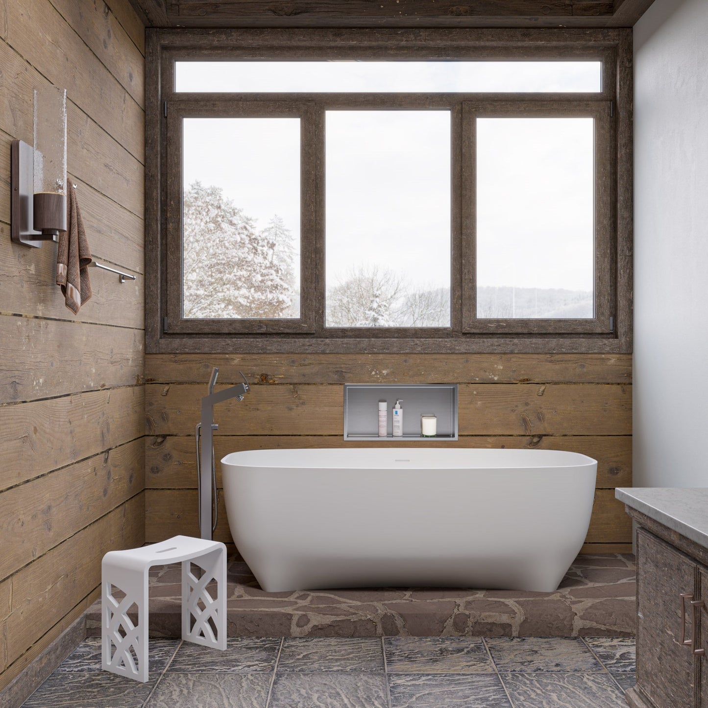 ALFI brand AB2728 Floor Mounted Tub Filler + Mixer /w additional Hand Held Shower Head