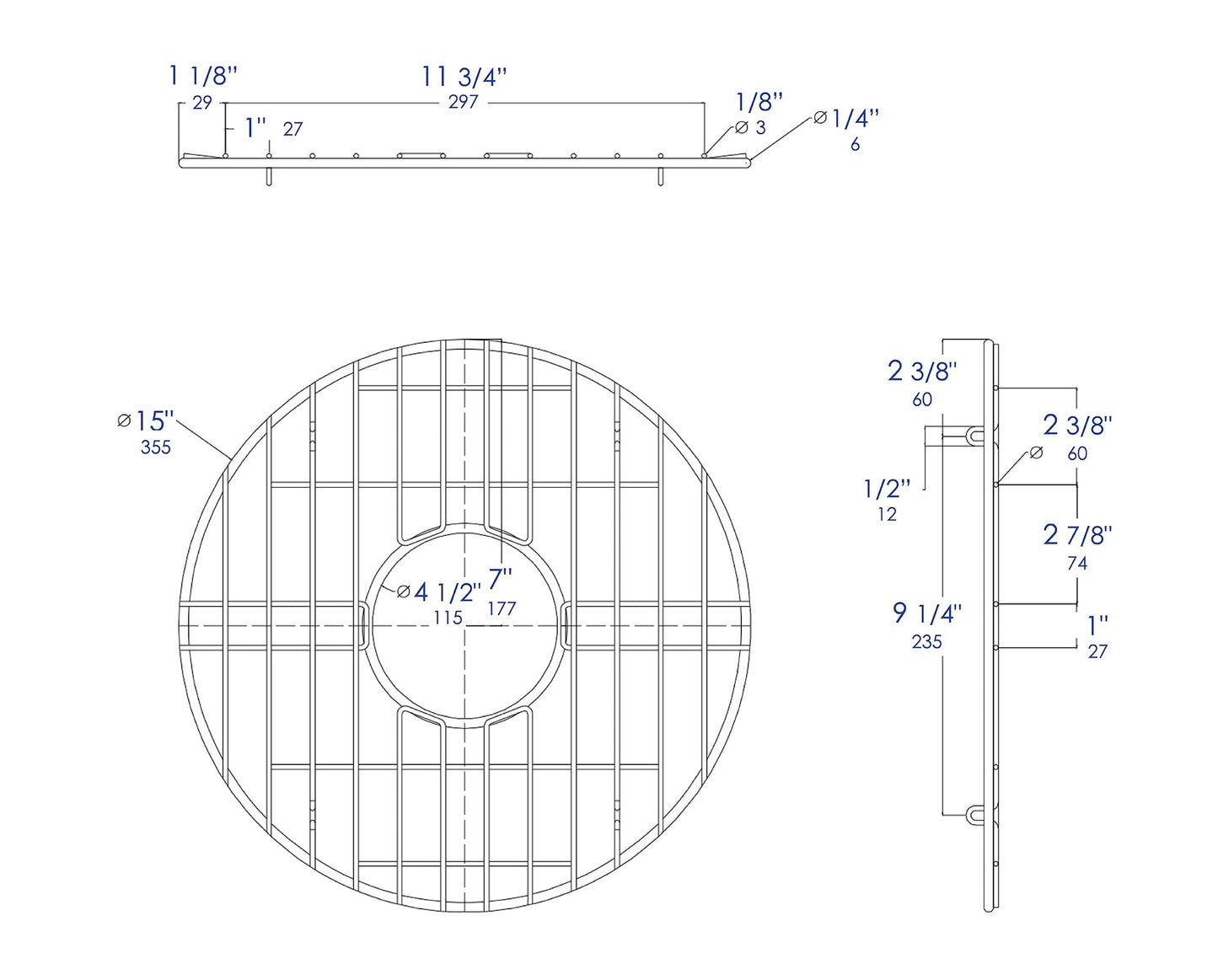 ALFI brand ABGR18R Round Stainless Steel Grid for ABF1818R