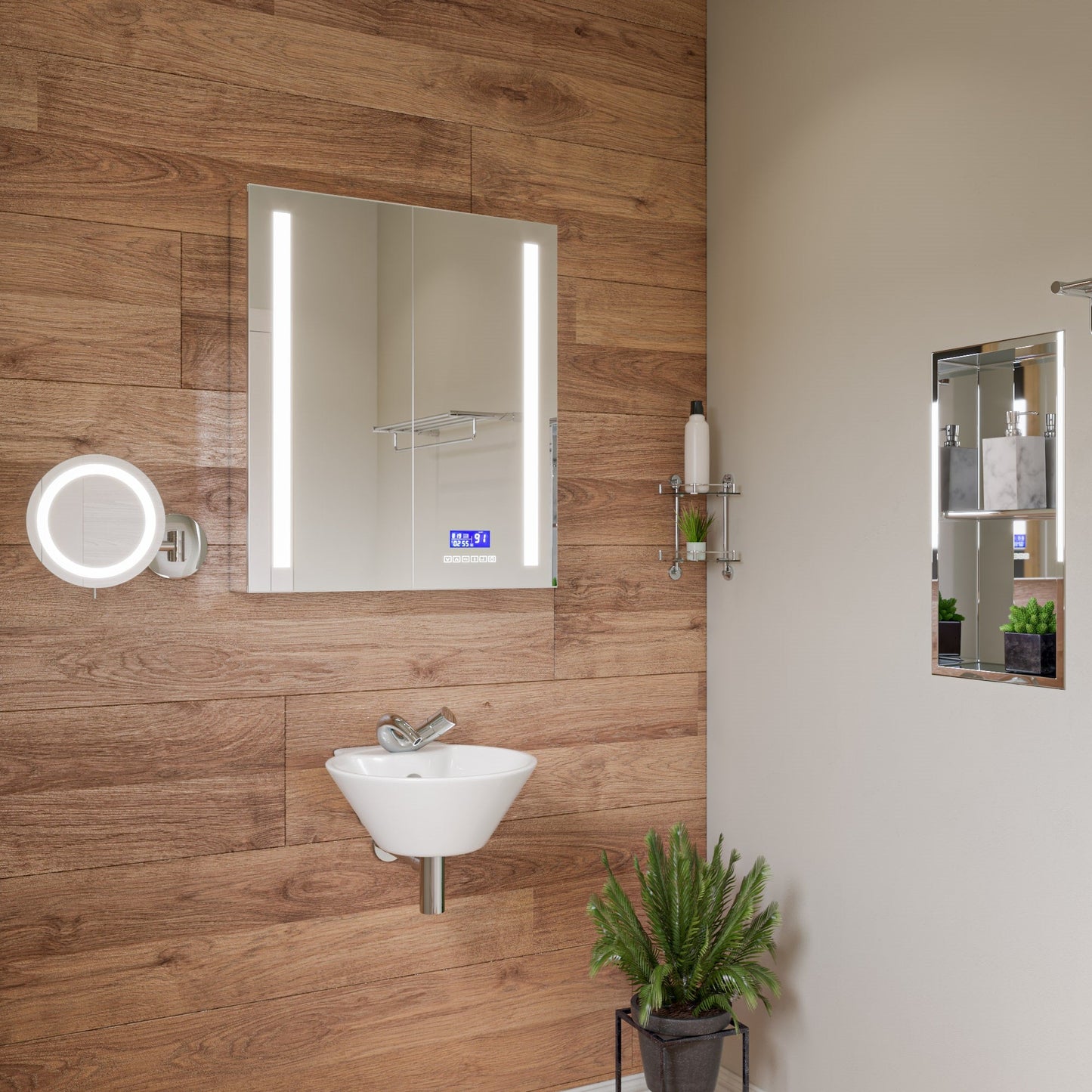 ALFI brand AB9548 Polished Chrome Corner Mounted Double Glass Shower Shelf Bathroom Accessory