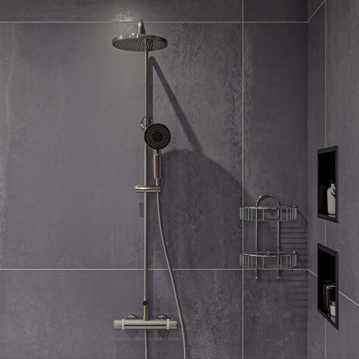 ALFI brand ABNP1212 12" x 12" Stainless Steel Square Single Shelf Shower Niche