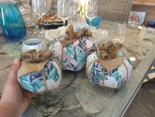 Palm Tree Plant Fabric Pumpkins- Small