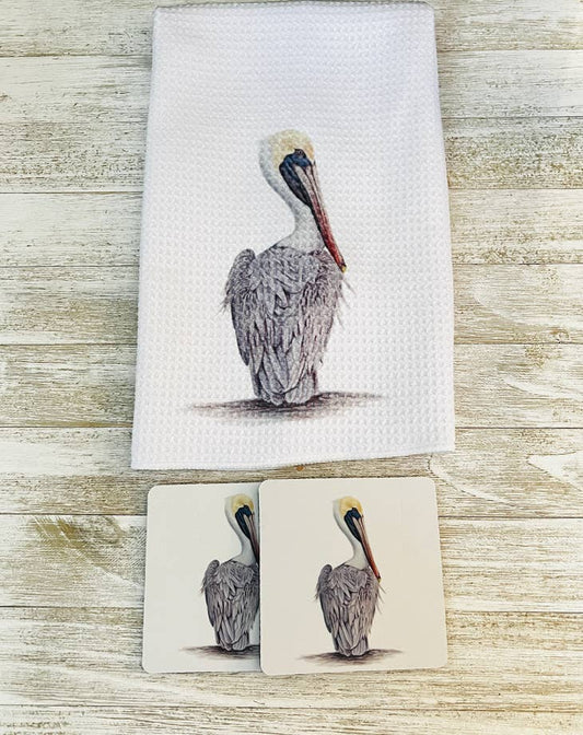 Pelican Towel and Coasters
