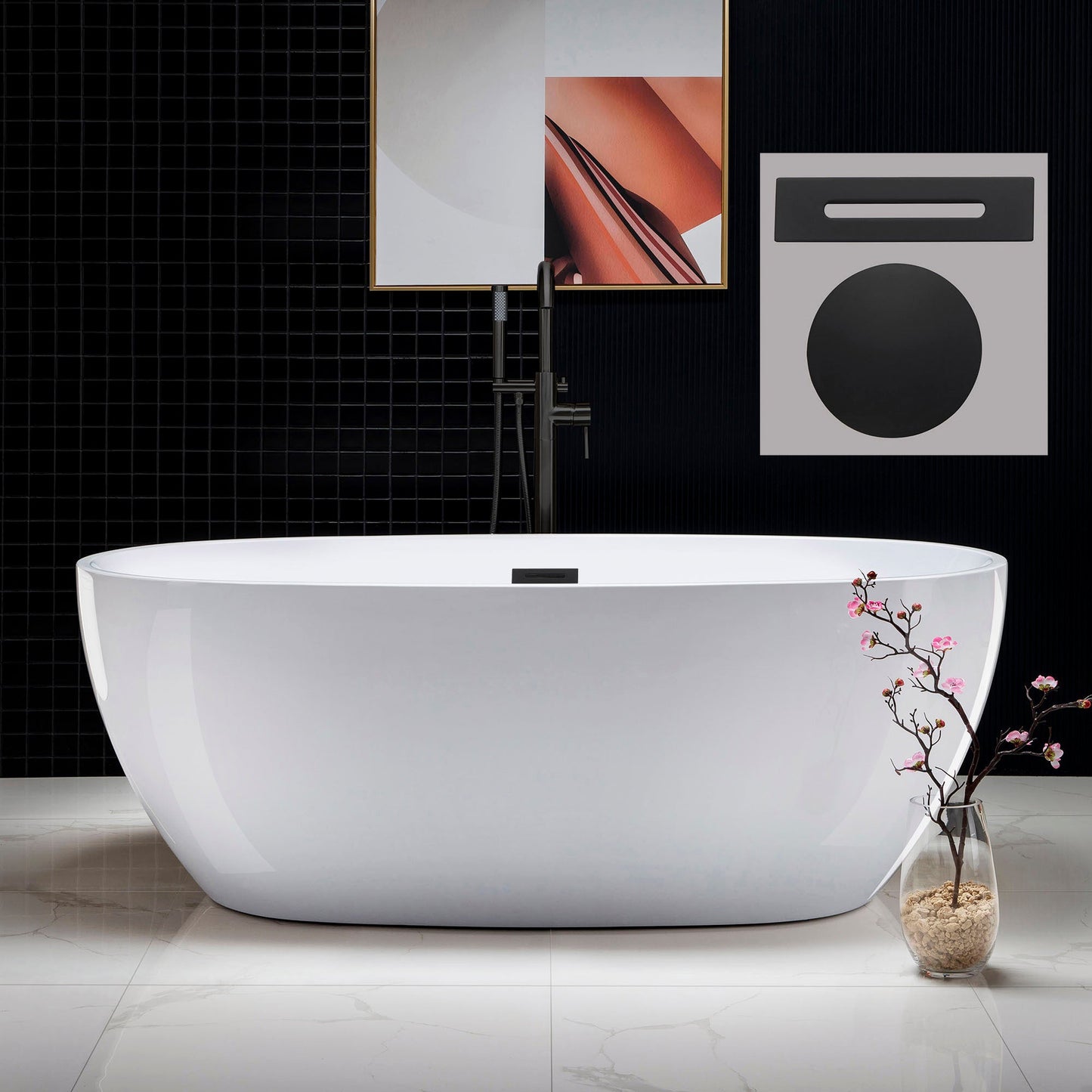 WOODBRIDGE 67" Acrylic Freestanding Bathtub Contemporary Soaking Tub