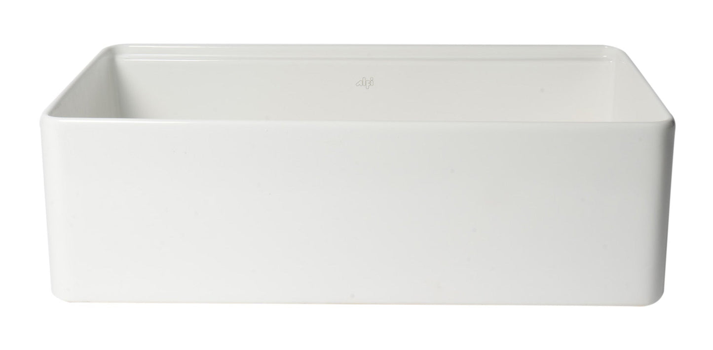 ALFI brand ABFS3320S Workstation 33" x 20" Single Bowl Step Rim Fireclay Farm Sink with Accessories