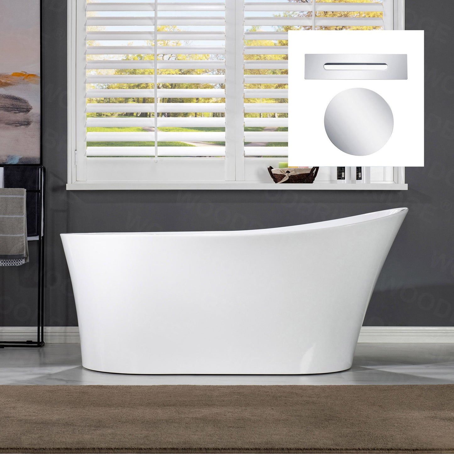 WOODBRIDGE 67" Acrylic Freestanding Bathtub Contemporary Soaking Tub