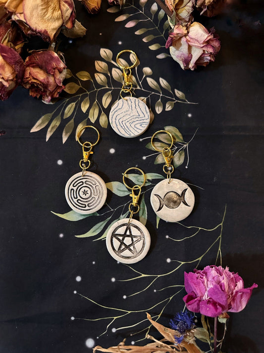 Porcelain Keychain - w/ Gold Plated Keyring