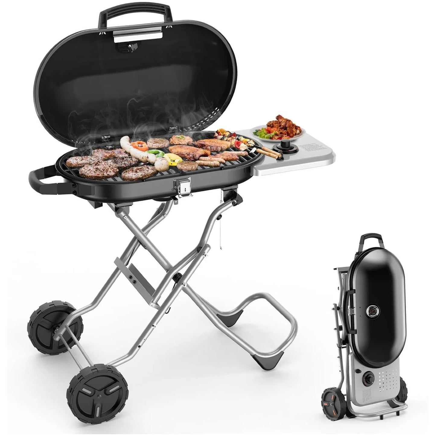 Portable Propane Gas Grill, 15000BTUS, 348 SQ Inch Cooking Areas, for Outdoor Camping/Tailgating/Picnic, Black
