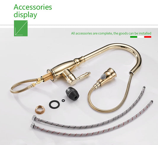 Kitchen Mixer Gold Pull Out Kitchen Faucet Deck Mount Kitchen Sink