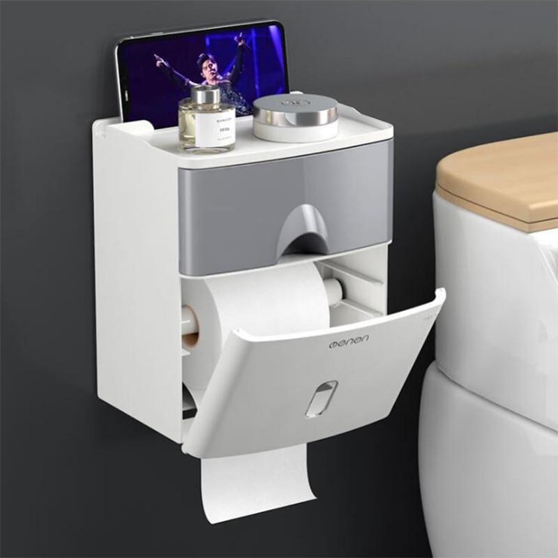 Multifunction Toilet Paper Holder Waterproof Toilet Tissue Storage Box