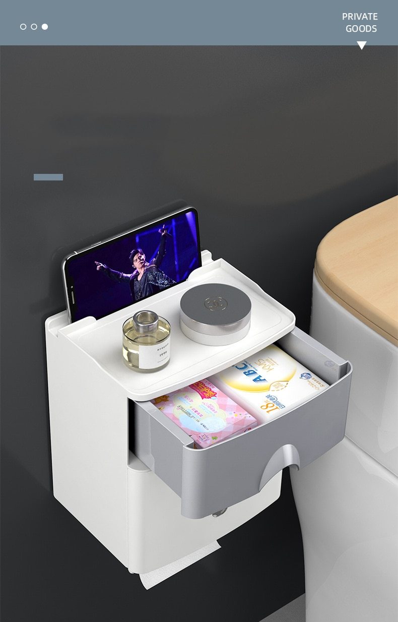 Multifunction Toilet Paper Holder Waterproof Toilet Tissue Storage Box