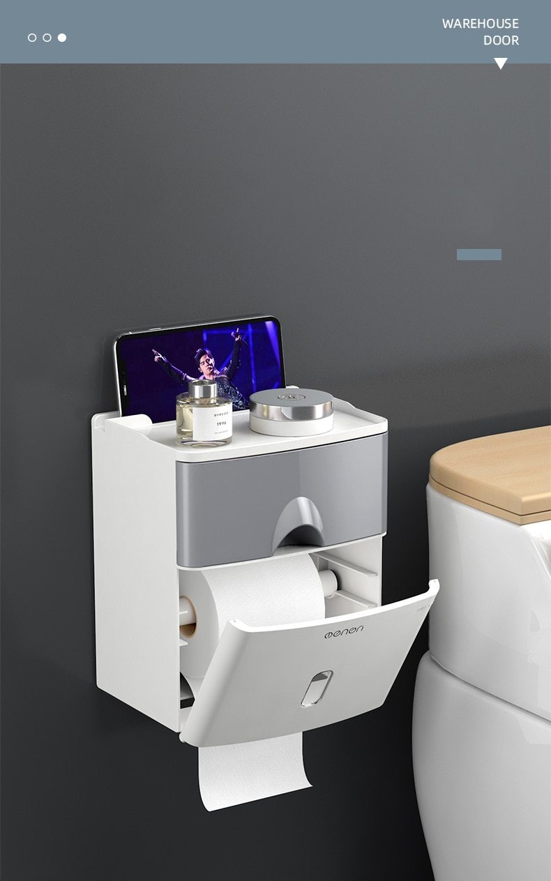 Multifunction Toilet Paper Holder Waterproof Toilet Tissue Storage Box
