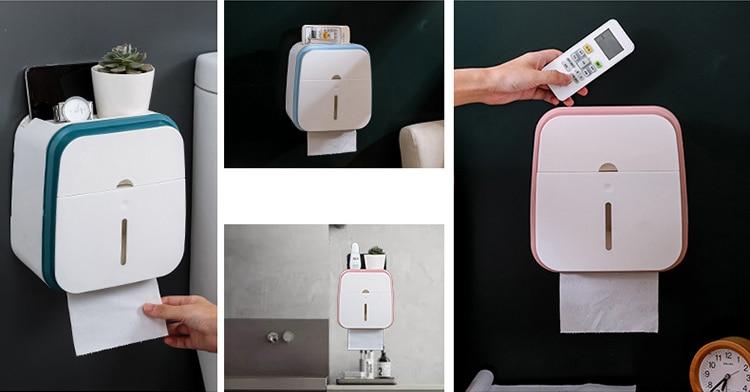 Waterproof Toilet Tissue Box Wall Mount Double Layer Roll Paper Holder