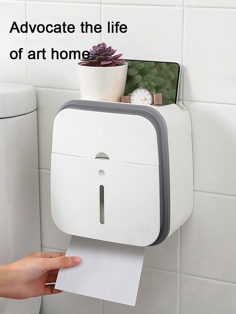 Waterproof Toilet Tissue Box Wall Mount Double Layer Roll Paper Holder