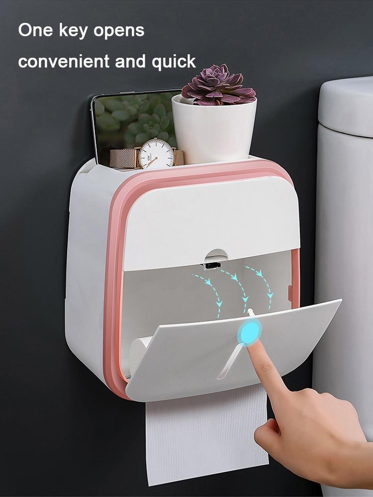 Waterproof Toilet Tissue Box Wall Mount Double Layer Roll Paper Holder