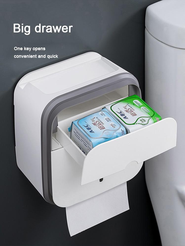 Waterproof Toilet Tissue Box Wall Mount Double Layer Roll Paper Holder