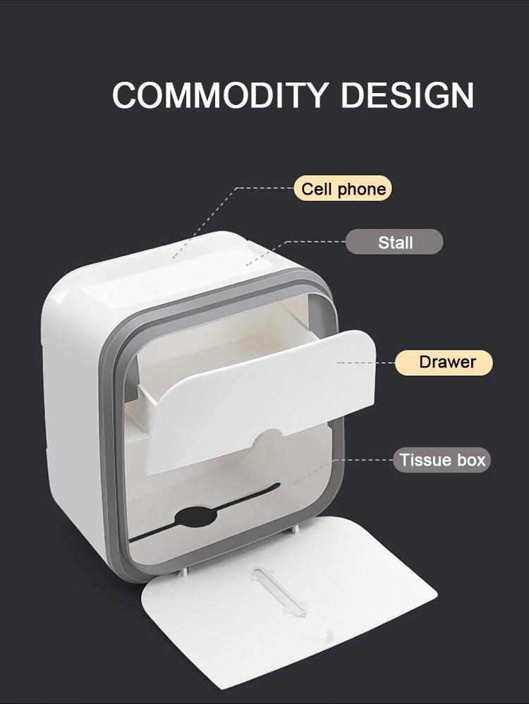 Waterproof Toilet Tissue Box Wall Mount Double Layer Roll Paper Holder