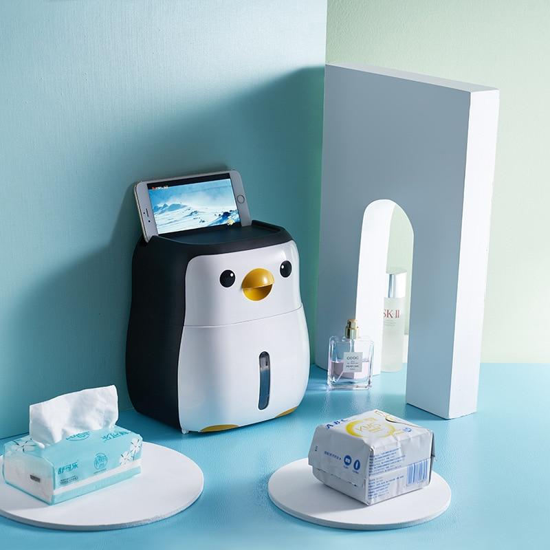 Creative Penguin Toilet Roll Paper Holder Waterproof Wall Mounted