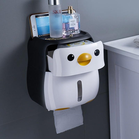 Creative Penguin Toilet Roll Paper Holder Waterproof Wall Mounted