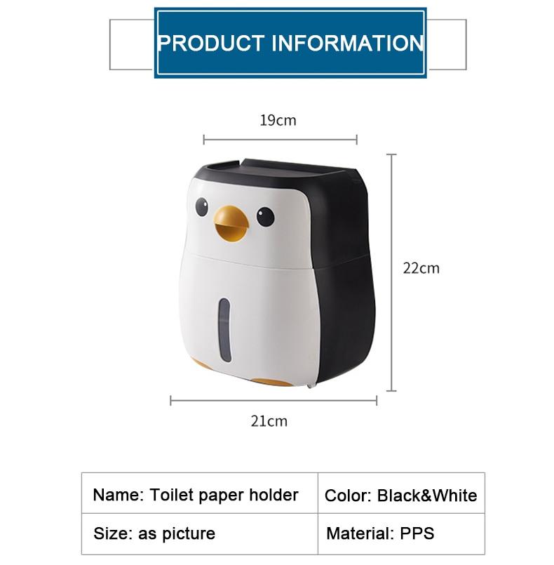 Creative Penguin Toilet Roll Paper Holder Waterproof Wall Mounted