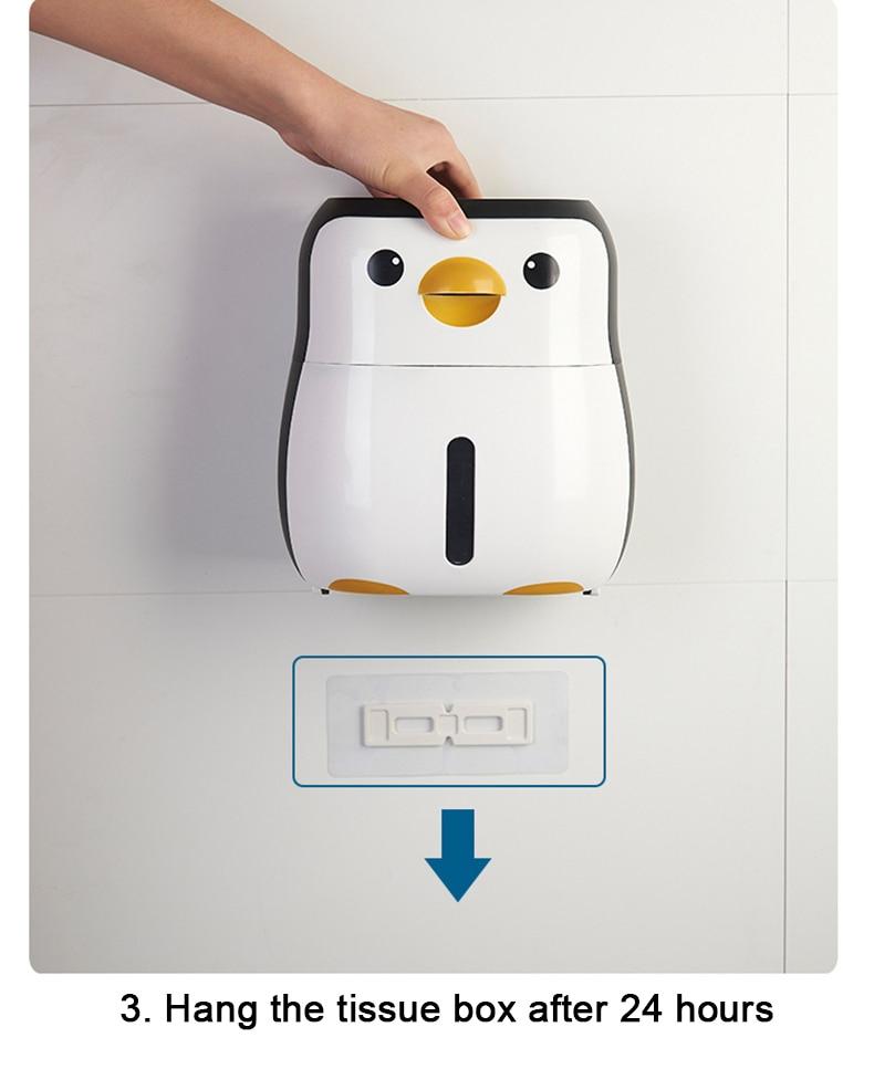 Creative Penguin Toilet Roll Paper Holder Waterproof Wall Mounted